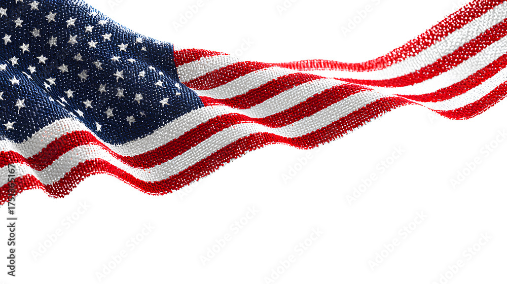 Obraz premium USA flag white background, American waving flag border Stock Vector