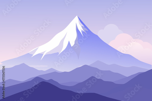 Illustration of a mountain range with snowy peak