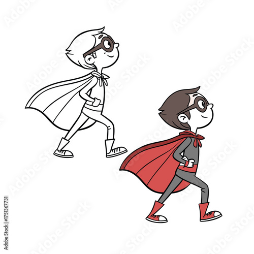 Heroic character with red cape reaches for floating key concept art isolated on transparent background