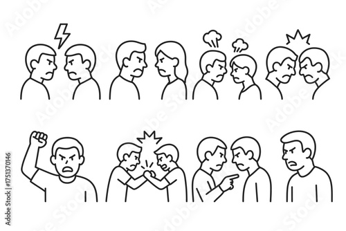 Illustration of anger and conflict among people