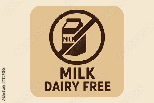 Milk dairy-free symbol sign with crossed-out carton