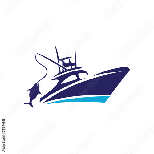 Sportfishing Boat Catching Fish Graphic Design