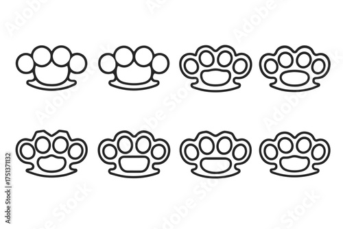 Sketch style brass knuckles variations set in black and white