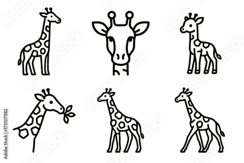 Cute giraffe illustrations: playful and simple line art collection