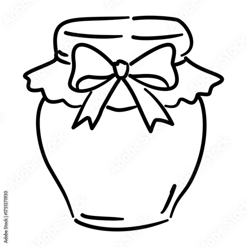 Jam Jar Line Art with Ribbon Bow Coquette Thanksgiving Harvest Outline Illustration for Autumn Kitchen Decor Fall Preserves and Cottagecore Food Design
