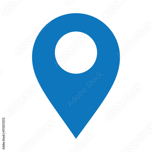 Blue Map Pin Icon, GPS Location Marker, Geo Tag Pointer, Simple Flat Design Map Pin Vector illustration, Location Symbol, Navigation Pin eps 10 on White Background.