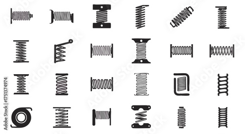 Diverse Collection of Coil Springs A Comprehensive Set of Spring Designs and Mechanisms