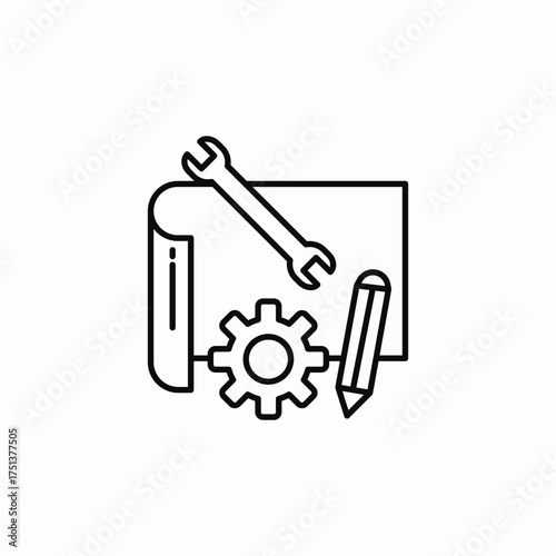 construction planning engineering icon sign vector