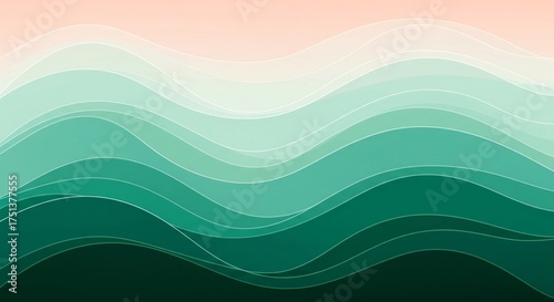 Fototapeta Naklejka Na Ścianę i Meble -  Abstract green wave layers background for presentations and templates