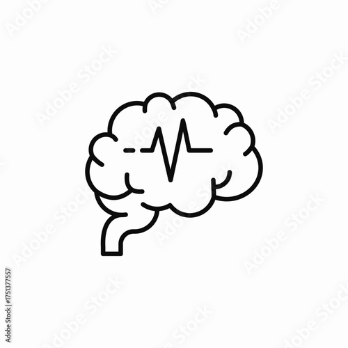pulse brain icon sign vector