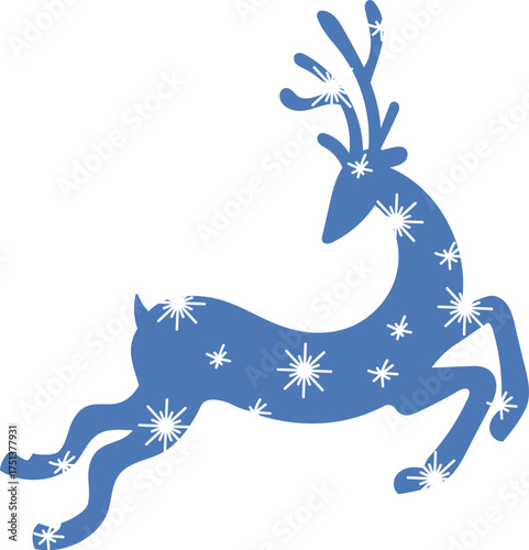 Reindeer with Snowflakes Silhouette