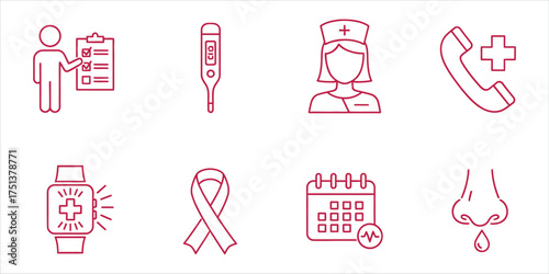 Healthcare and medicine line icons set healthcare outline pictograms for medical, hospital and pharmaceutical service