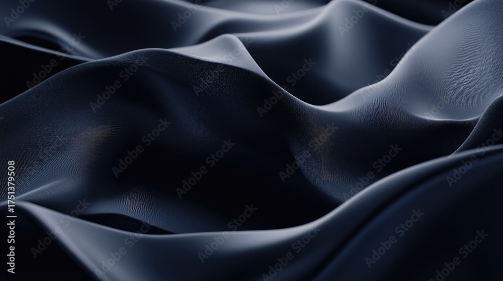 Obraz premium Abstract Dark Wavy Fabric Texture with Soft Shadows.