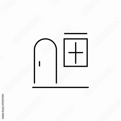 window door construction icon sign vector