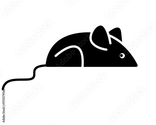 A mouse, a stylized toy mouse - a vector silhouette image for a logo, pictogram, or stencil. A rodent rat animal for a stencil, icon, or sign.