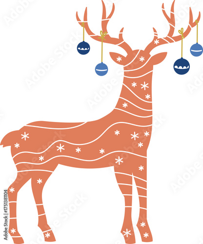 Christmas Decorated Deer Silhouette