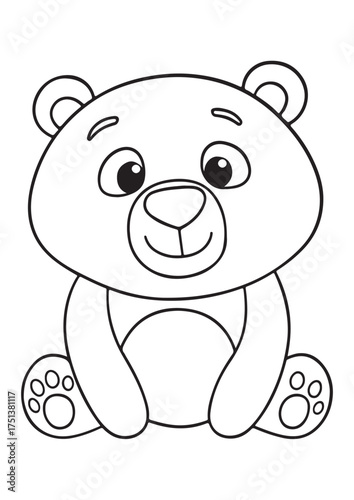 Cute bear coloring page.eps and print-ready. Laughing bear illustration in ISO size vector, perfect for children’s joyful coloring and fast printing.