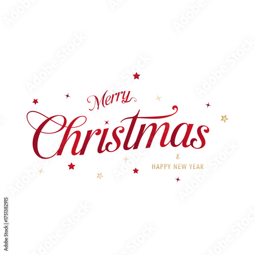 Merry Christmas and Happy New Year greeting card with different elements. New Year hand drawn ink pen calligraphy isolated on white. Typography template for winter holiday,for print,holiday banner.