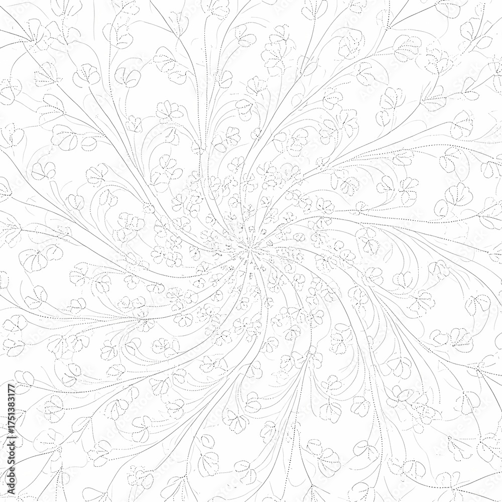 Fototapeta premium Delicate floral mandala pattern with swirling vines and tiny blossoms creating an elegant and intricate natural design