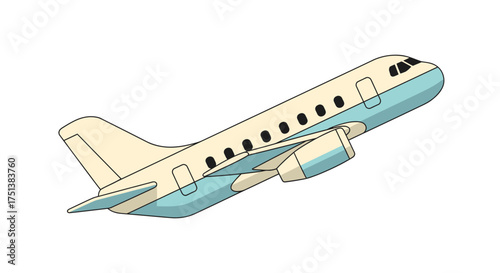 Cartoon airplane in flight against a white background vector illustration