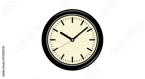 Classic analogue clock face vector illustration on clean background
