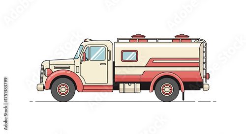 Delightful vintage tanker truck illustration isolated on white background