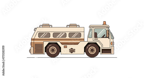 Isolated airport fuel truck vector illustration with outline and color filling