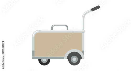 Isolated delivery trolley illustration with handle and wheels icon