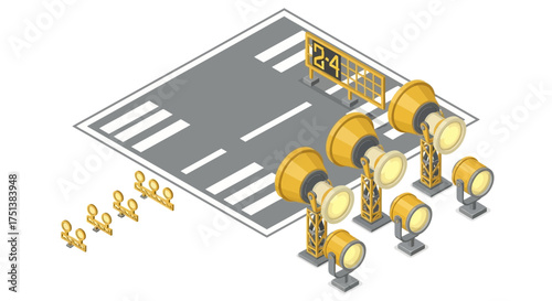 Isometric Airport Approach Lighting System, Representing Precision and Safety