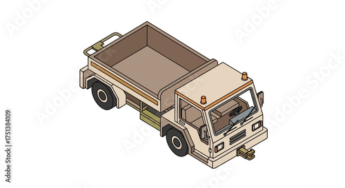 Isometric Illustration of a Specialized Industrial Vehicle on White Background