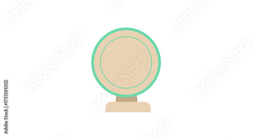 Minimalist illustration of a small round mirror with a small pedestal