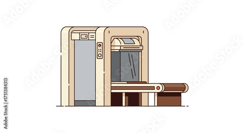 Modern Illustration of a Security Scanner with Conveyor Belt System