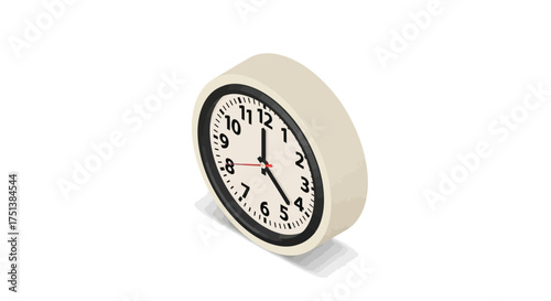 Stylized isometric clock illustration, time management and deadlines concept