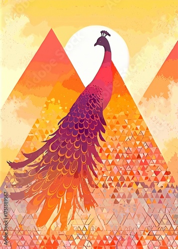 peacock in the sunset