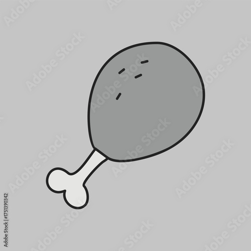 Roasted Chicken Thigh Line Art Icon