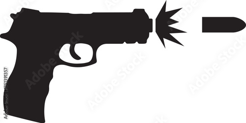 Silhouette of a handgun firing a bullet icon