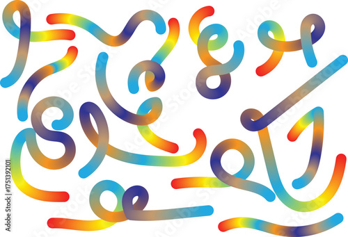 Abstract Rainbow Gradient Swirls and Curves on White Background vector illustration