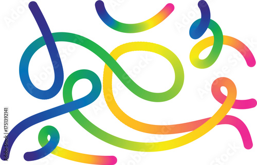 Dynamic colorful abstract shapes with gradient colors on white background blue bright