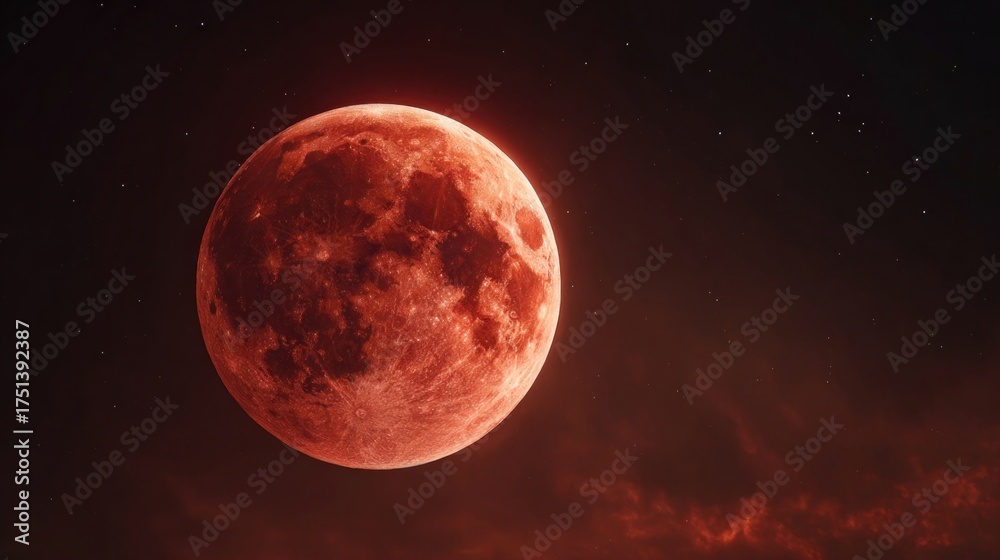 Obraz premium Red spooky moon isolated on dark background