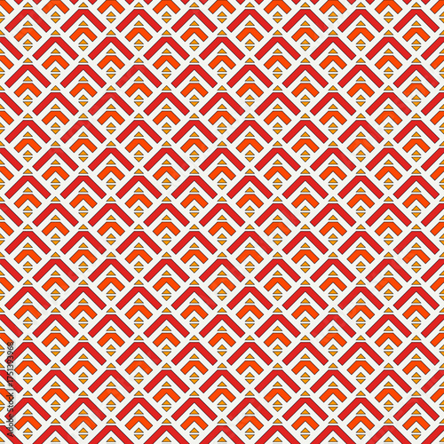 Arrows, scales seamless pattern. Ethnic, tribal print. Squama, chevrons ornament. Repeated arrowhead, triangular shapes background. Native americans ornamental wallpaper. Vector abstract digital paper