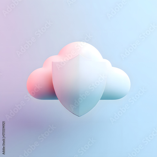 Cloud security shield icon hovering  Abstract security digital technology background.protection mechanism and system privacy
