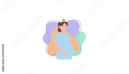 Pregnant nurse in Halloween cap with spiderweb belly symbolizing care and festive spirit