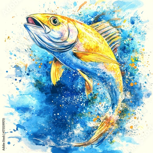 fish leaps from water with stunning splashes of in an artistic depiction
