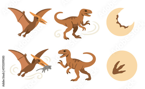 Dinosaurs and moonlight: pterodactyls, velociraptors, and bats in a celestial scene