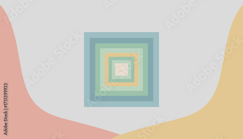 Soft pastel concentric squares create a modern minimalist abstract background design