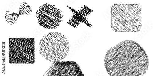 set of hand drawn ink splashes