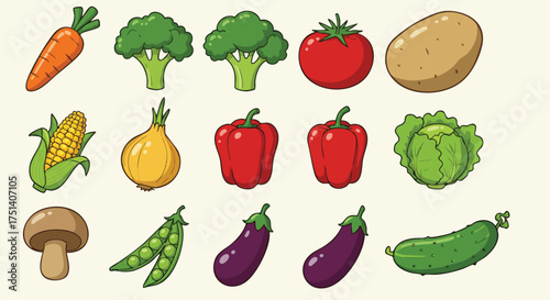 A vibrant illustration showcases a collection of fresh, colorful vegetables, perfect for culinary projects and healthy eating concepts.