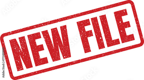A gritty rectangular rubber stamp illustration with the bold message NEW FILE indicating a recently added document
