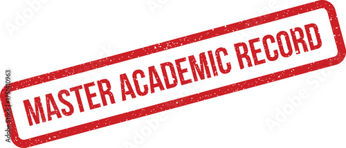 A gritty red rubber stamp with an aged appearance showing MASTER ACADEMIC RECORD within its clearly defined border