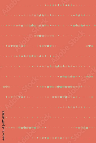 Minimalist geometric pattern featuring horizontal rows of small stars and tiny dots on a soft peach-colored backdrop.